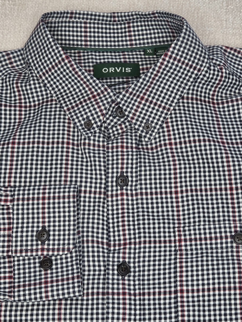 Orvis Country Twill Shirt Mens XL Classic Fit Plaid 100% Cotton Long Sleeve